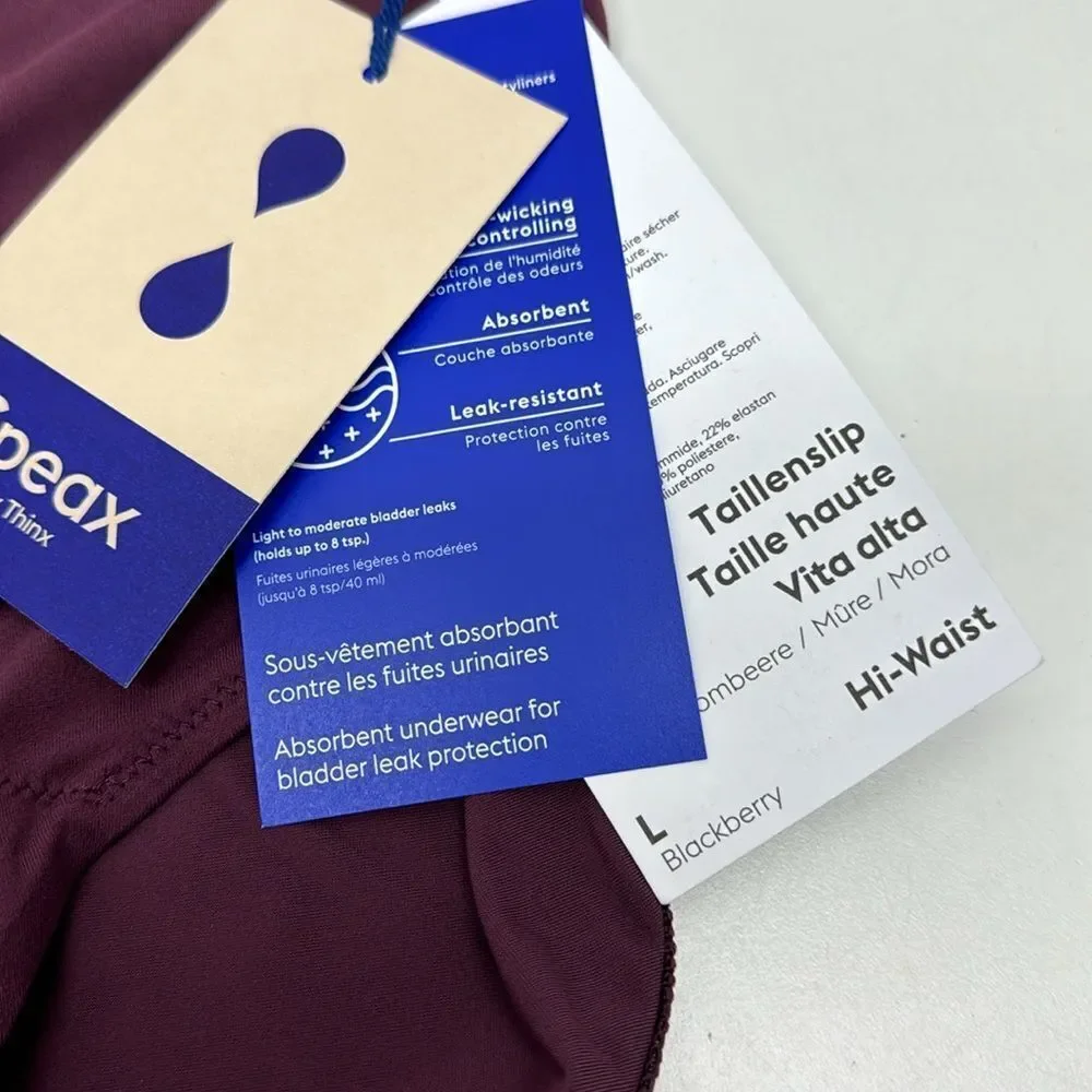 🔥Thinx high waist Incontinence Underwear for Women, Washable Sz L New Panties